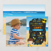 Invitation Piscine de plage Fête d'anniversaire garçons Photo (Devant / Derrière)