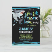 Invitation Piscine de requin Anniversaire fête de requin (Debout devant)