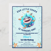 Invitation Piscine de requin Anniversaire Fête Garçon 1er Ann (Devant)