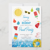 Invitation Piscine d'été à thème pour enfants Fête d'annivers (Devant)