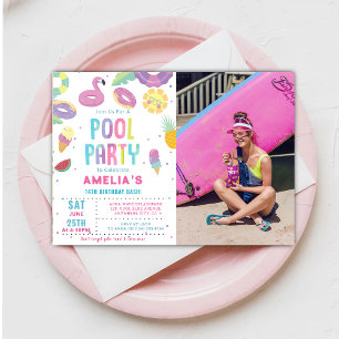 Invitation Piscine d'été amusante Anniversaire de fête Photo