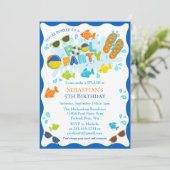 Invitation Piscine d'été Fête d'anniversaire (Debout devant)