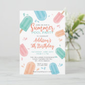 Invitation Piscine d'été Fête d'anniversaire Jardin cuisine (Debout devant)