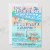 Invitation Piscine d'été Fête Piscine Amusants Poissons de me (Devant)