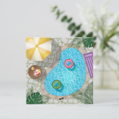 Invitation Piscine d'été Jardin Piscine Anniversaire (Debout devant)