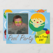 Invitation Piscine d'été Piscine fête d'anniversaire Invitati (Devant / Derrière)
