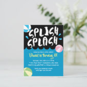 Invitation Piscine d'été Splish Splash Fête d'anniversaire (Debout devant)