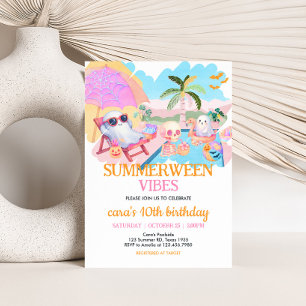 Invitation Piscine d'Halloween d'été Anniversaire