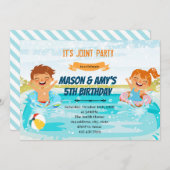 Invitation Piscine d'hiver garçon fille joint (Devant / Derrière)