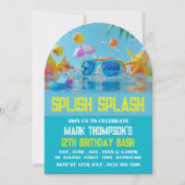 Invitation Piscine ensoleillée, fête de la piscine d'annivers (Devant)