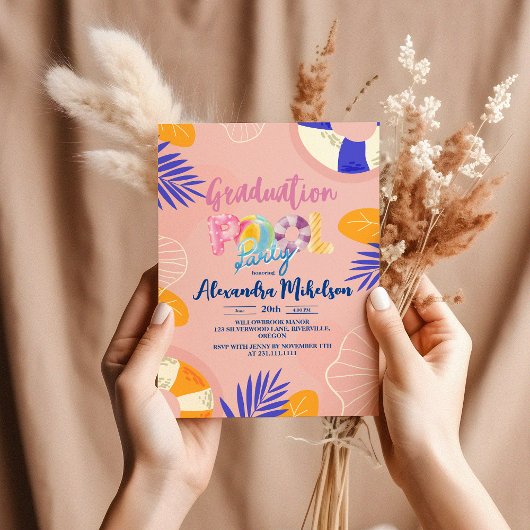 Invitation Piscine et BBQ Graduation Party