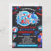 Invitation Piscine été Anniversaire Bassin Rouge Blanc Bleu (Devant)