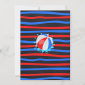 Invitation Piscine été Anniversaire Bassin Rouge Blanc Bleu (Dos)