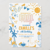 Invitation Piscine Fête Anniversaire (Devant / Derrière)
