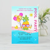 Invitation Piscine Fête Anniversaire (Debout devant)