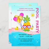 Invitation Piscine Fête Anniversaire (Devant / Derrière)