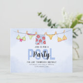Invitation Piscine Fête Anniversaire Été tendance Watercolor (Debout devant)