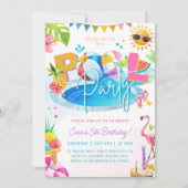 Invitation PISCINE Fête Anniversaire Fille Anniversaire Fête  (Devant)
