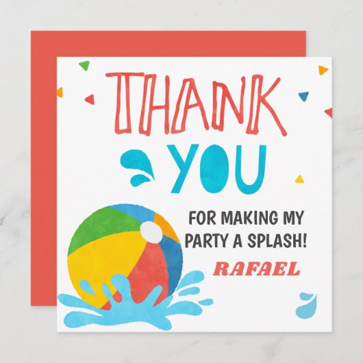 Invitation Piscine Fête Anniversaire Garçon fille (Devant / Derrière)