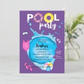 Invitation Piscine fête Anniversaire léopard maillot de bain (Debout devant)