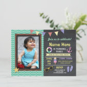 Invitation Piscine fête anniversaire Photo été Ancre Invitati (Debout devant)