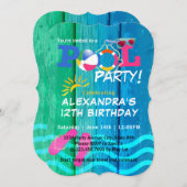 Invitation Piscine fête Anniversaire Summer Fun Card (Devant / Derrière)
