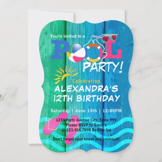 Invitation Piscine fête Anniversaire Summer Fun Card (Devant)