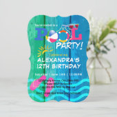 Invitation Piscine fête Anniversaire Summer Fun Card (Debout devant)