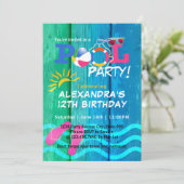Invitation Piscine fête Anniversaire Summer Fun Card (Debout devant)