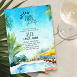 Invitation Piscine Fête aquarelle N'importe quel âge Adulte A<br><div class="desc">Invitation de la Pool Party adulte avec l'aquarelle invitant illustration de la piscine tropicale et de la terrasse ensoleillée. Idéal pour une fête d'anniversaire tropicale, cocktails au bord de la piscine, beach party, luau party, etc. Facile de modifier le modèle pour que vous puissiez vous adapter à n'importe quel âge,...</div>