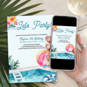 Invitation Piscine Fête Cocktails d'été Adulte Anniversaire