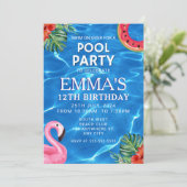 Invitation Piscine fête d'anniversaire (Debout devant)