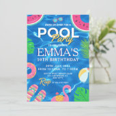 Invitation Piscine fête d'anniversaire (Debout devant)