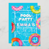 Invitation Piscine fête d'anniversaire (Devant / Derrière)