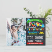 Invitation Piscine fête d'anniversaire été panier photo (Debout devant)