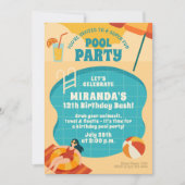 Invitation Piscine fête été Anniversaire (Devant)