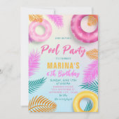 Invitation Piscine Fête Été Natation Tropicale Anniversaire (Devant)