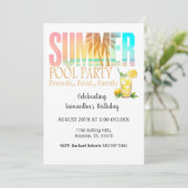 Invitation Piscine Fête Été Nourriture Amis Famille Anniversa (Debout devant)