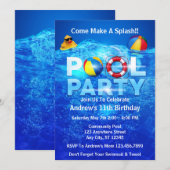 Invitation Piscine Fête Été Piscine Plongée Anniversaire (Devant / Derrière)