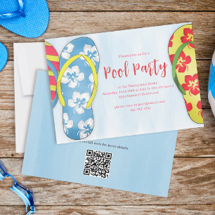 Invitation Piscine Fête Été Plage tropicale Flip Flops