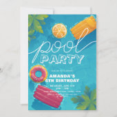 Invitation Piscine fêter n'importe quelle année Tropical mode (Devant)
