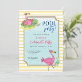Invitation Piscine Flamants roses roses Bachelortie (Debout devant)