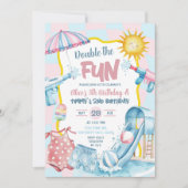 Invitation Piscine frère Pink and Blue Super Pastel Anniversa (Devant)
