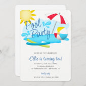 Invitation Piscine Fun été Anniversaire (Devant / Derrière)