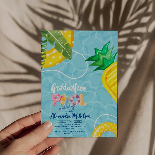 Invitation Piscine Graduation Party Summer Grad