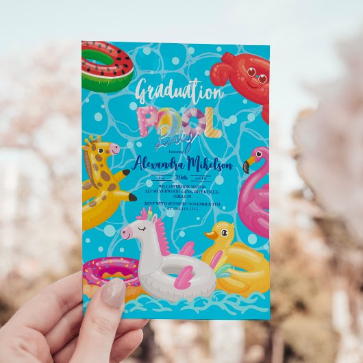 Invitation Piscine Graduation Party Summer Grad
