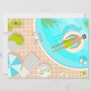 Invitation Piscine mec sur la plage tropicale estivale vacanc