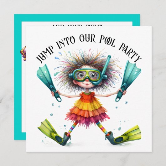 Invitation PISCINE ou PARTI plage (Devant / Derrière)