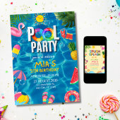Invitation Piscine Party Anniversaire Invitation, Fête de bai