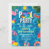 Invitation Piscine Party Anniversaire Invitation, Fête de bai (Devant)